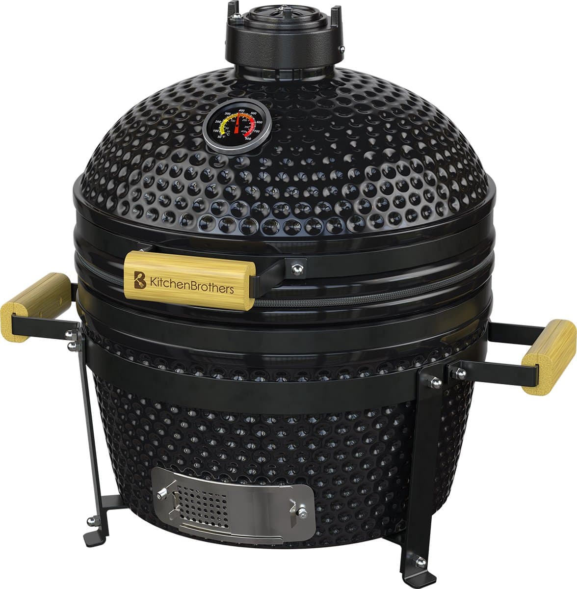 KitchenBrothers Kamado BBQ - PFAS Vrij - 16 Inch Houtskool Barbecue - 34⌀ cm - Deluxe Set - Egg BBQ met Accessoires - Zwart