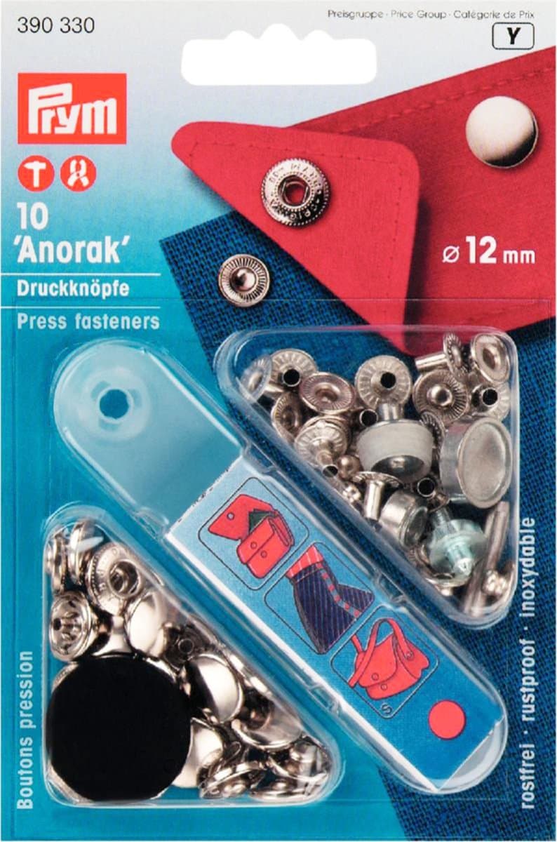 Naaivrijddrukknopen ANORAK 12 mm zilverkleurig 10 st. - Drukknopen Sport & Camping - Prym