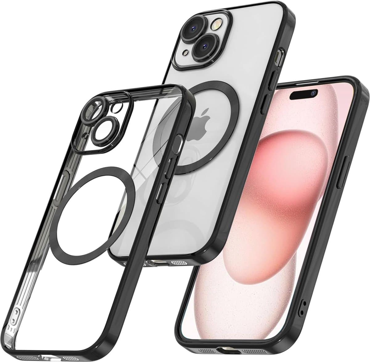 BixB hoesje geschikt voor iPhone 15 MagSafe siliconen Backcover - Zwart