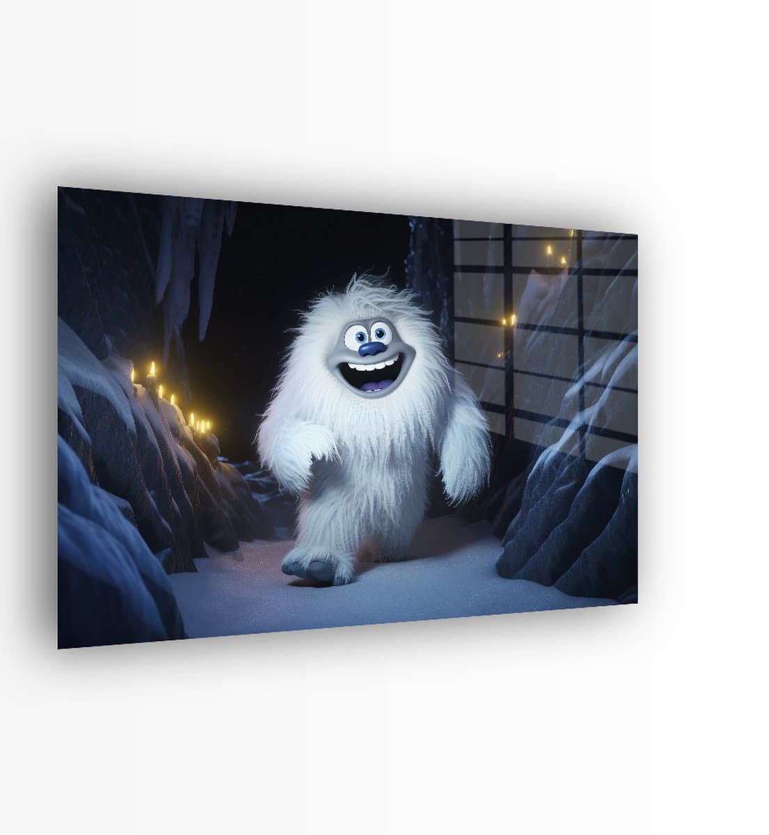 Indoorart - Glasschilderij Furry Yeti 90x60 CM - Afbeelding op plexiglas - Inclusief montagemateriaal