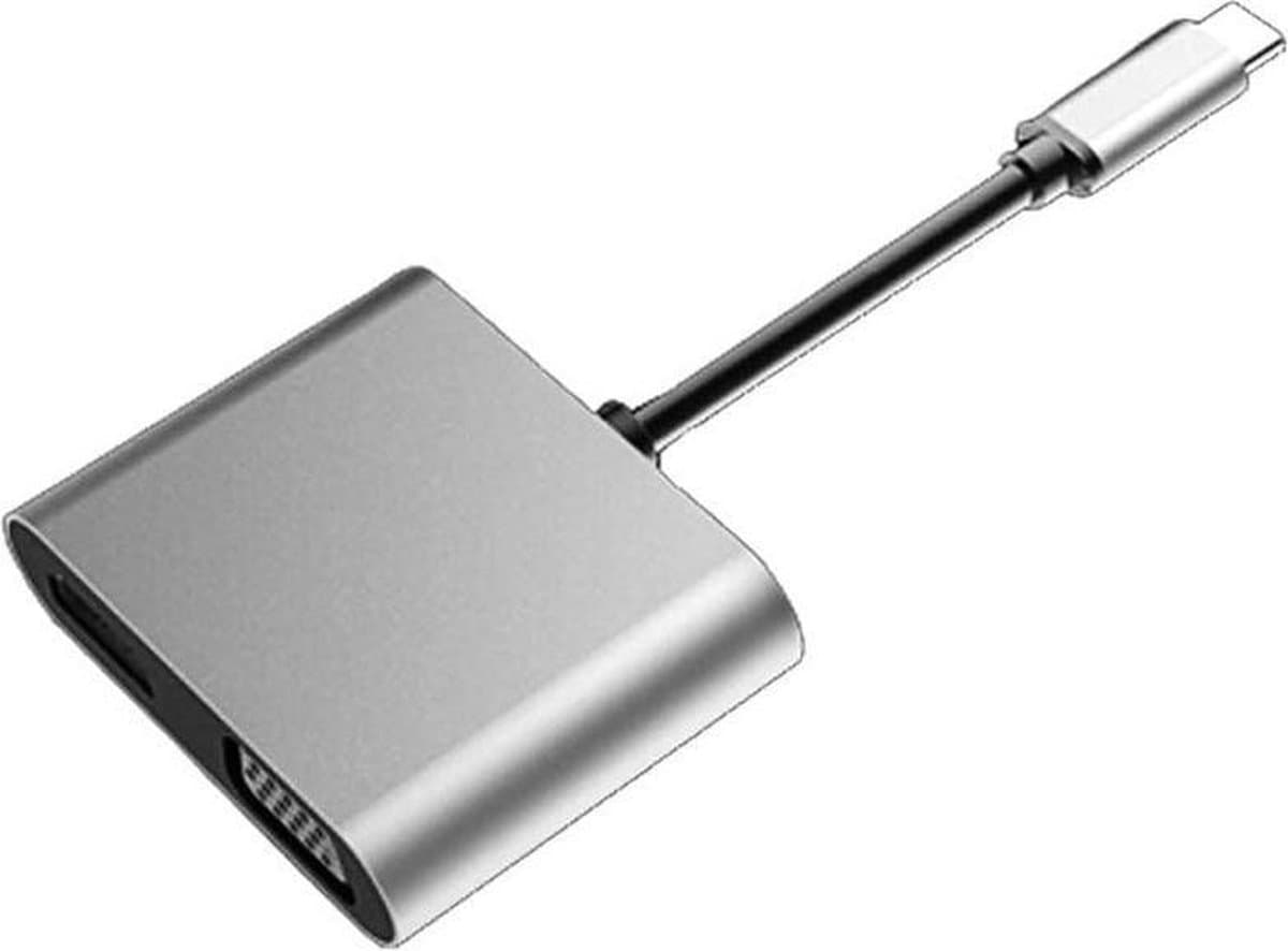Usb c hub met type c 4 in 1 usb hub, dual sn display, 4k hdmi / hdtv, vga adapter en usb 3.0 opladen voor laptop [As Seen on Image]