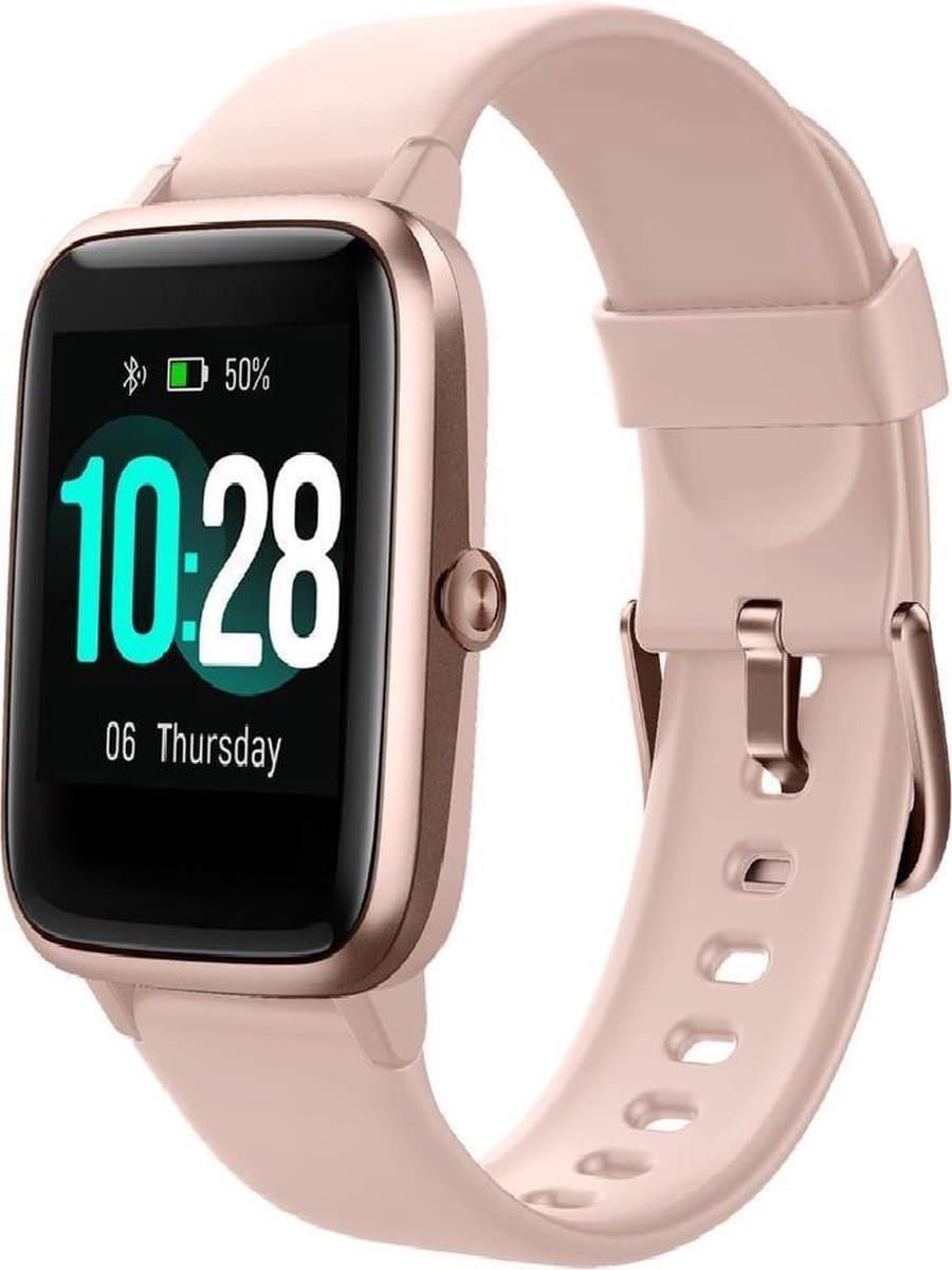 Smartwatch Rankos ID205L - Sporthorloge - Smartwatches Dames & Heren - Roze - Stappenteller - Harstlagmeter - Slaapmonitor - met App - Fitnesshorloge -Touch screen sporthorloge - Multi sport mode - voor Android & iOS