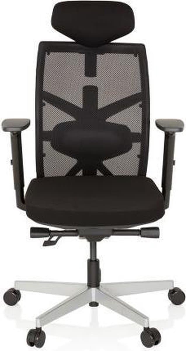 hjh OFFICE Bellac - Professionele bureaustoel - Zwart - stof / netstof