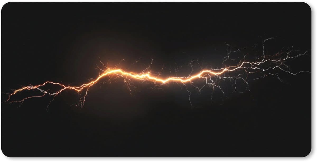 Muismat XXL 80x40 cm - Bureau onderlegger - Bureau mat Gaming - Oranje - Bliksemflits - Licht - Bureaumat - Gaming mousepad xl - Bureaulegger groot - Computer deskmat