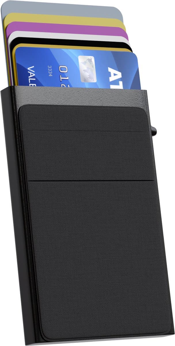 Nuvance Pasjeshouder Uitschuifbaar - RFID Bescherming - Pasjeshouders voor Mannen en Vrouwen - Kaarthouder Pasjes - Creditcardhouder - Zwart