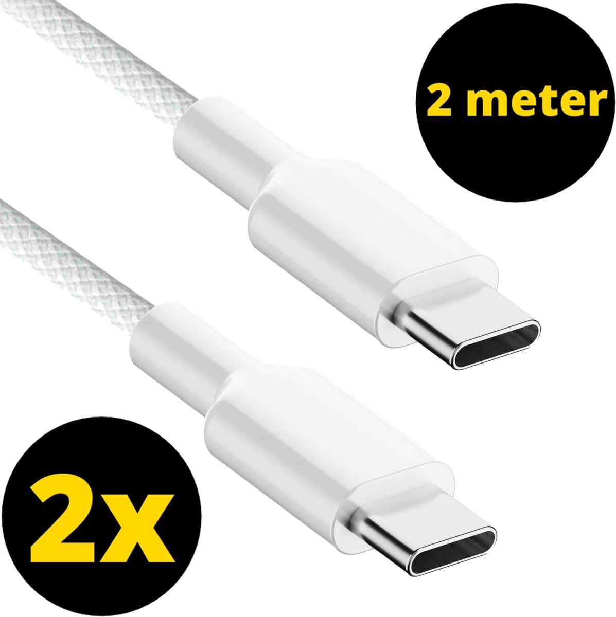 ThunderGold 2x USB C kabel 60W 2 Meter - USB C naar USB C - USB-C kabels - USB C kabel naar USB C - Oplaadkabel USB C - USBC kabel - Universeel - Gevlochten