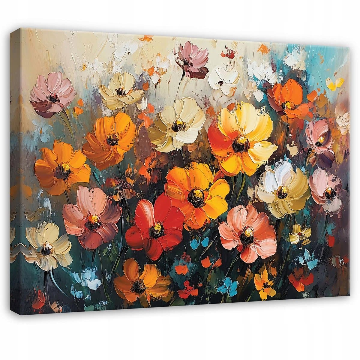 WALLARENA - Canvas schilderij - 60x40 cm - bloemen in pastelkleuren voor slaapkamer, woonkamer, keuken op doek