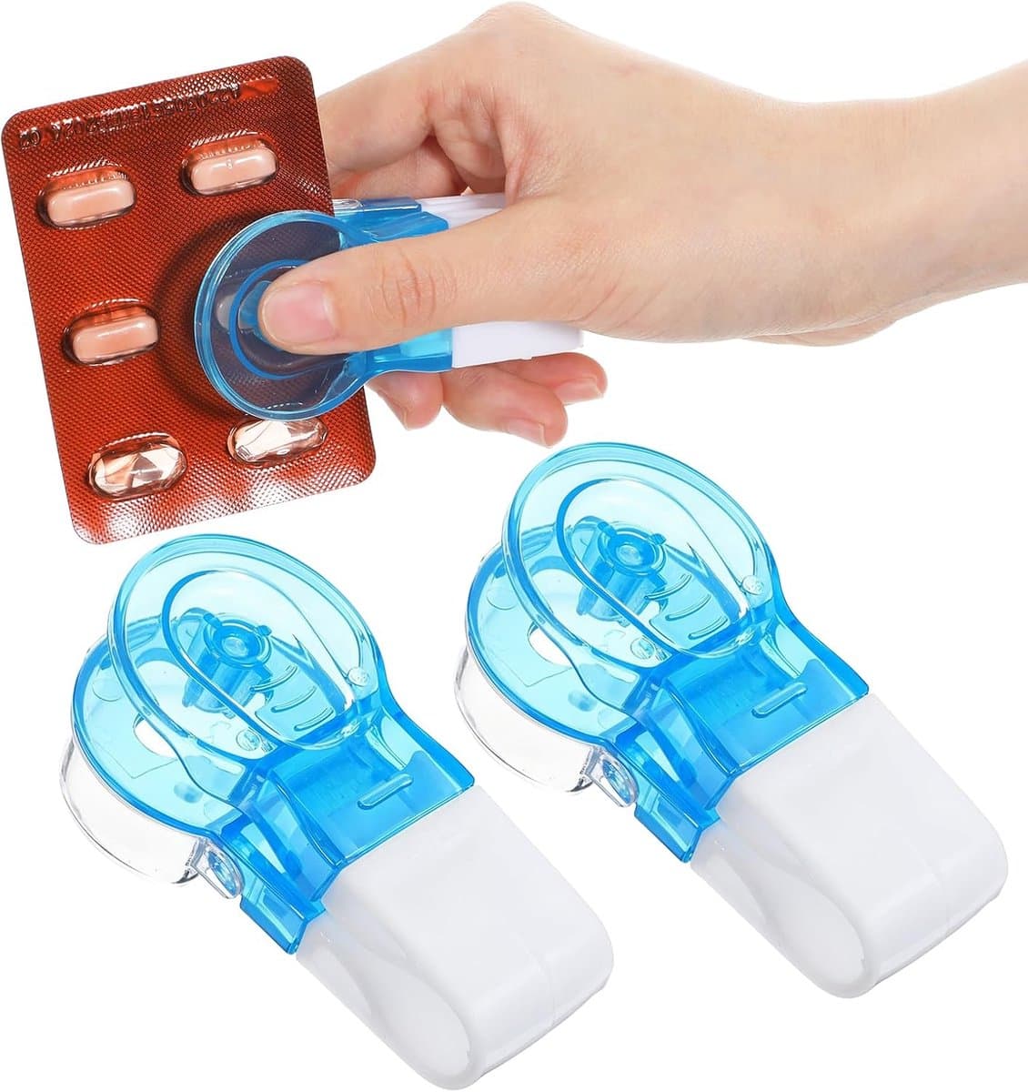 Pack van 3 Pill Boxes - Draagbare Pillenopener - Tablet Divider voor Alle Tablets - Mini Tablet Cutter - Eenvoudige Contactloze Verwijdering van Tablets - Voor Mensen met Zwakke Handen