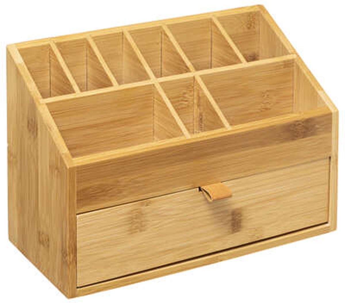 5five Bamboe en leren organizer - Lichtbruin, 1 lade, 26 x 12 x 18 cm