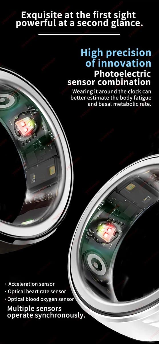 Slaaphulp Mode Gezondheid Monitoren NFC Smart Ring Hartslag Bloed Zuurstofthermometer Fitness Tracker Slimme Vinger Ring Digitale Ring Zilver Maat 23