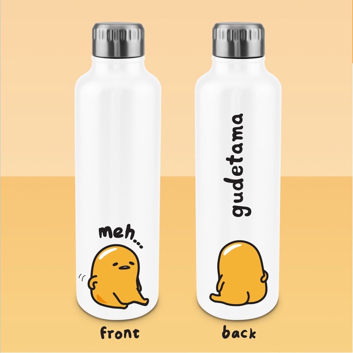 Paladone Gudetama Meh? Metalen fles - 500 ml, Geel/Wit
