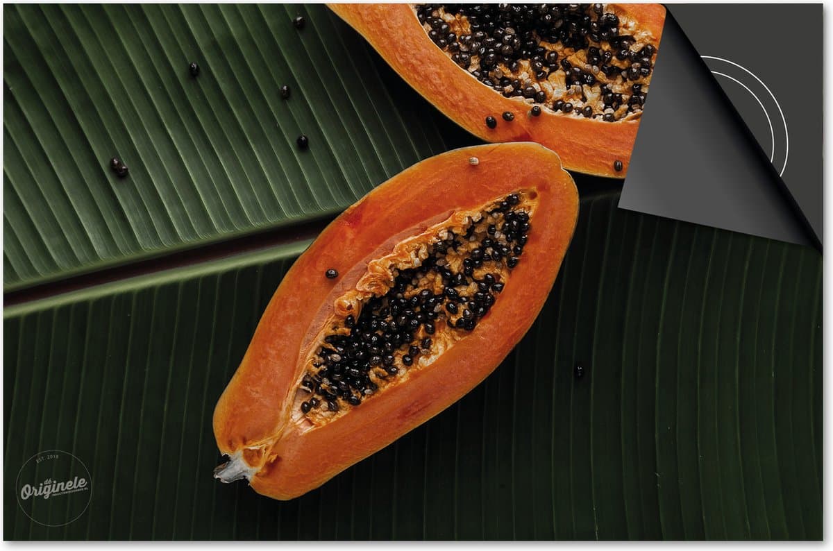 Inductie beschermer 65x52 - afdekplaat inductie mat - Dietrix Kookplaat beschermer - Exclusief - Groente en Fruit - Papaja