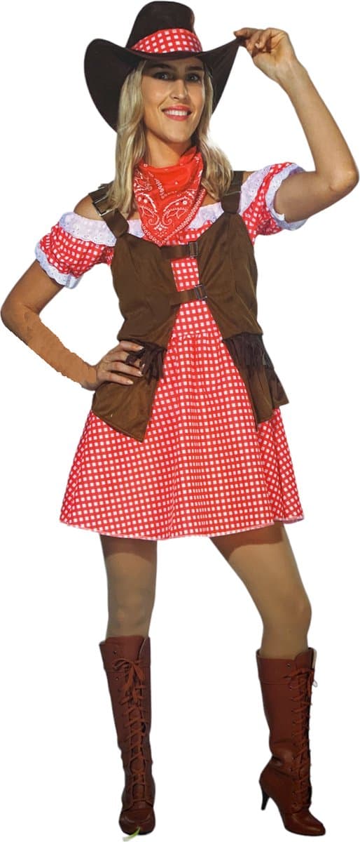 Cowgirl kostuum dames - Rodeo Saloon lady luxe - 4 delig - Maat 36/38 - Carnavalskleding Vrouw