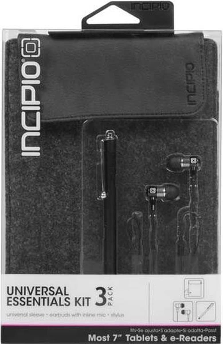 Incipio 3-in-1 Set Sleeve + Stylus Pen + Oortjes - voor 6", 7" (tot 7.8") tablets en e-readers