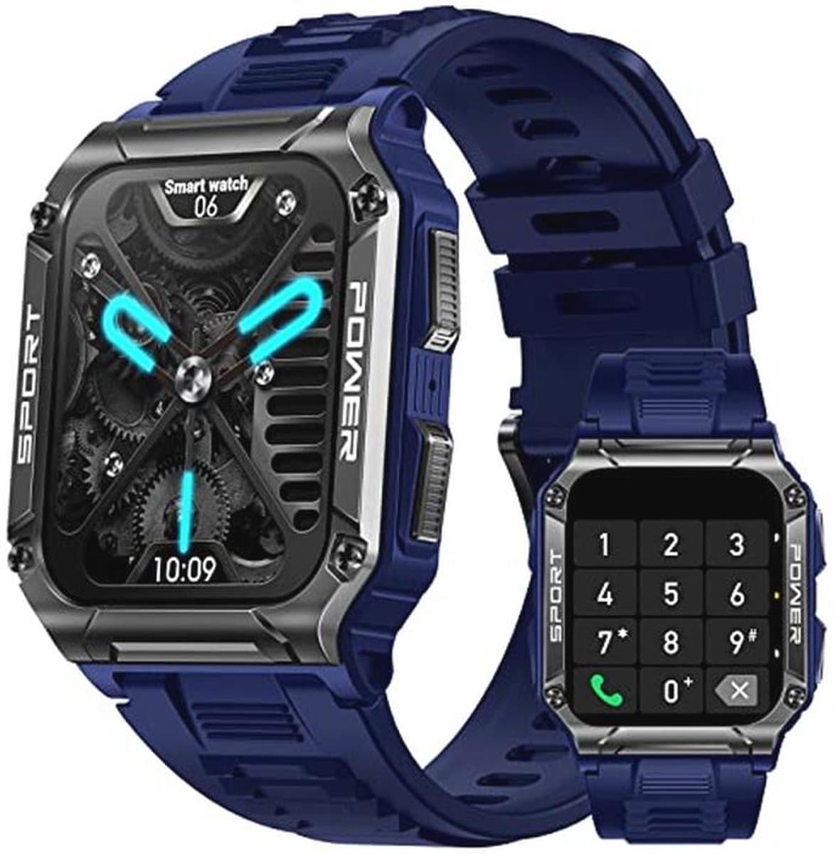 AVUMDA Smartwatch voor heren met oproepen, 1,95 inch HD militair smartwatch, sporthorloge met 100 sportmodi, stappenteller, hartslagmeter, slaap, 5 ATM, waterdicht, smartwatch voor Android en iOS