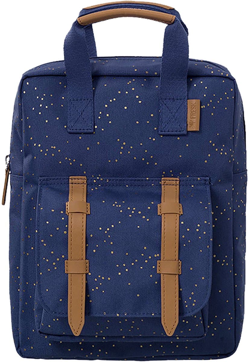 Fresk Kleine Rugzak voor kinderen 2-4 jaar - 4,7 L - Schooltas Kind Jongens - Verstelbare Schouderbanden - Waterafstotende Rugtas - Donkerblauw - Indigo dots