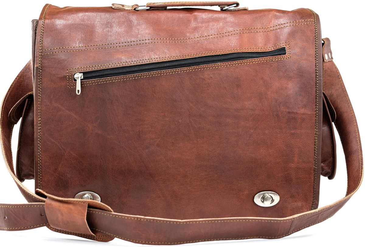 Once Doce® Urban Chique Aktetas Laptop Tas 15 inch “Arenas” 37 × 28 × 10 cm Cognac Bruin Echt Leer Businesstas - Unisex model nr 447