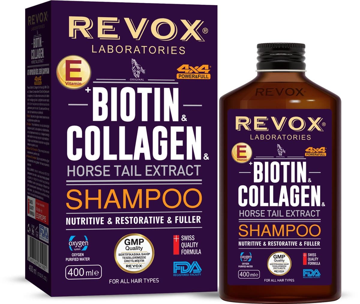 Revox Shampoo Biotin & Collagen – Verzorgend & Herstellend – Voor voller haar – 400 ml