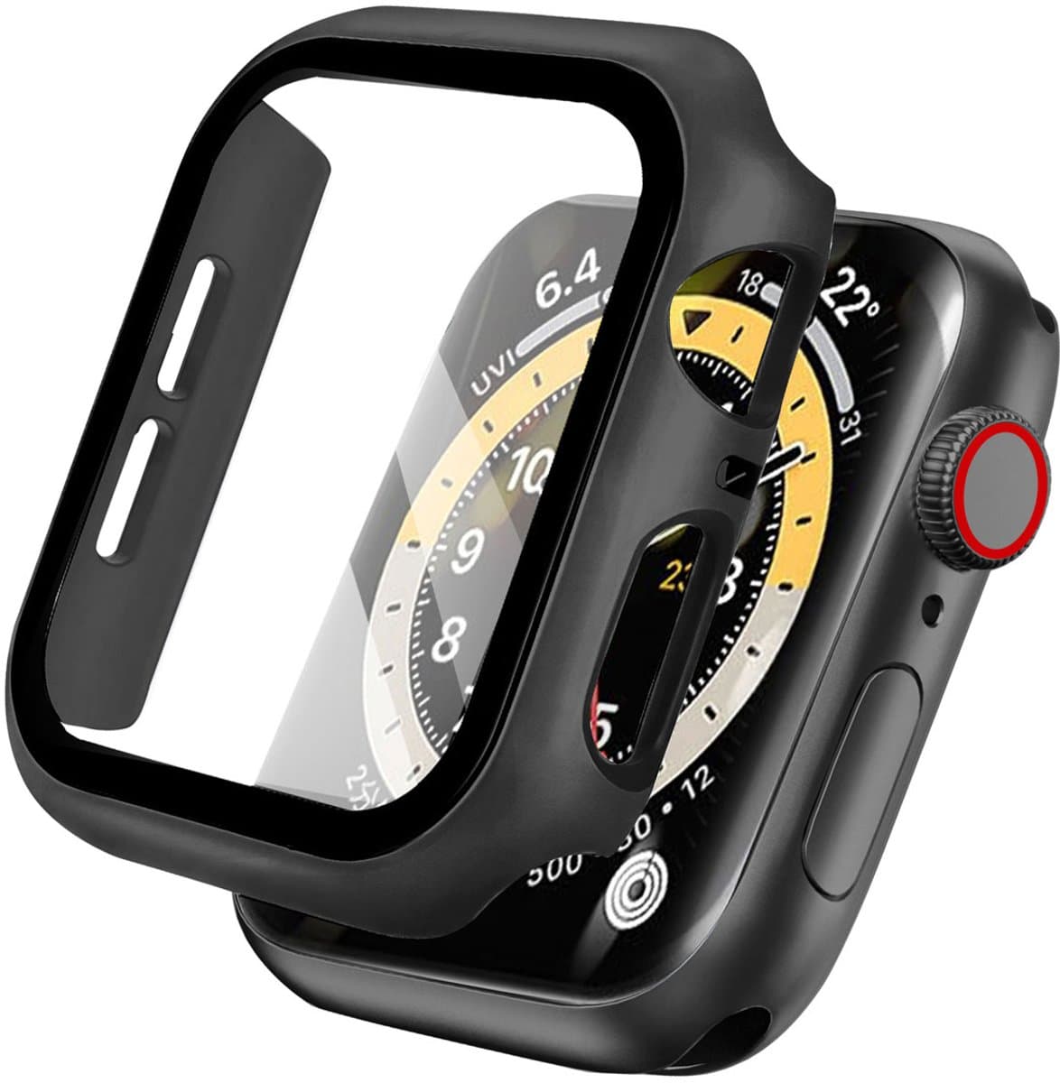 Screen protector - Geschikt voor Apple Watch 4 / 5 / 6 / SE - 44 mm - Full Cover Hard Case / Beschermend Hoesje - Zwart