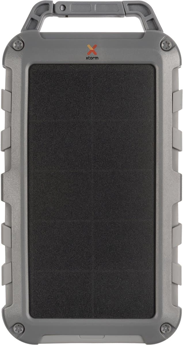 Xtorm 20W Solar Powerbank 10.000 mAh - Powerbank Zonneenergie - Ingebouwde Zaklamp - Mini powerbank - 2x USB-A + USB-C Poort - Grijs