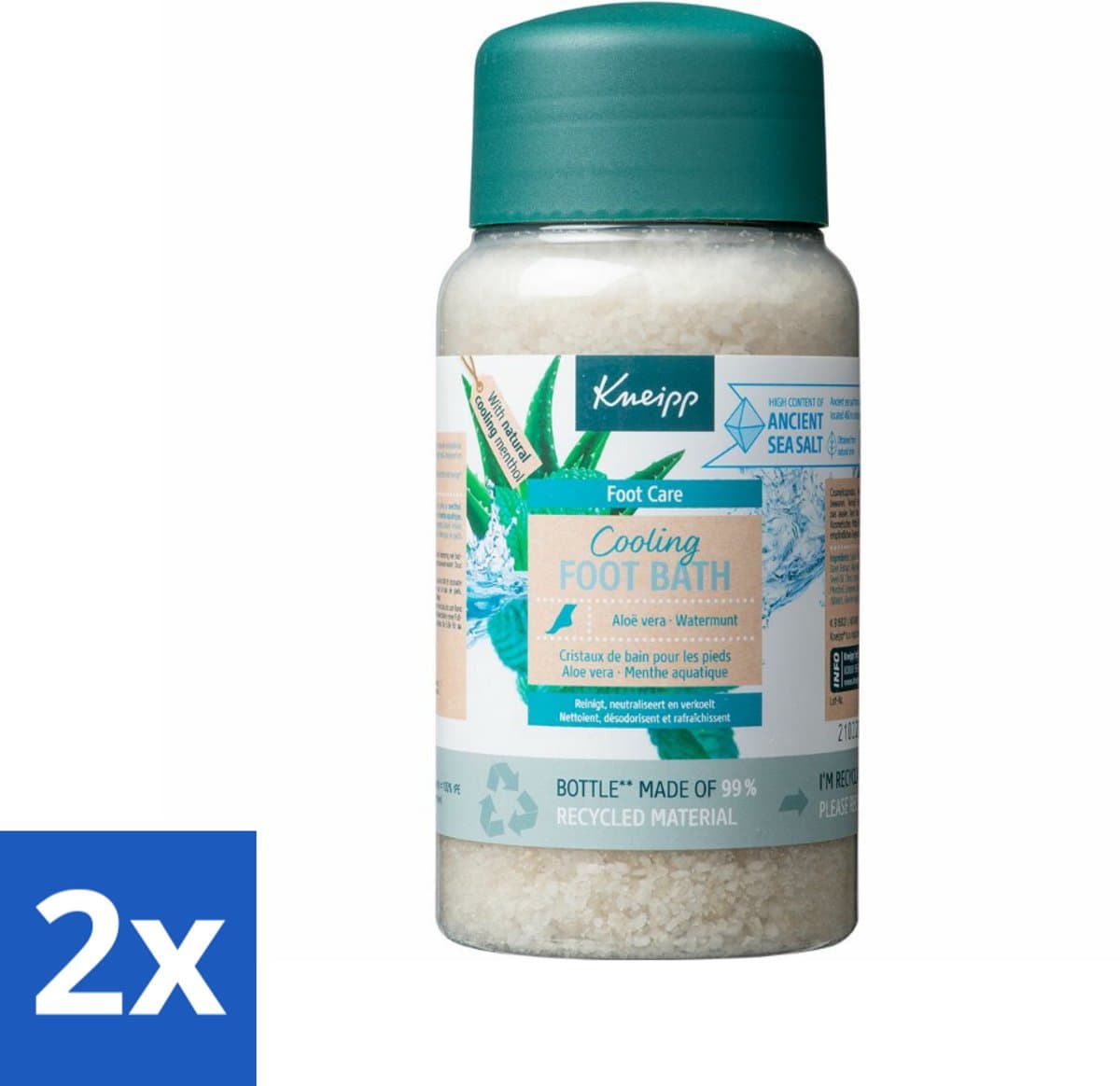 Kneipp - Voetbadzout - Cooling - Aloe Vera & Watermunt - 600 g - Voordeelverpakking - 2 stuks