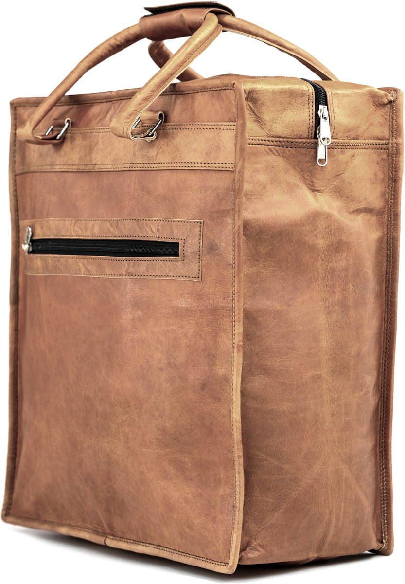 Tote Bag Shopper Tas van Echt Leer - Stijlvolle Leren Tas Boodschappentas – 30 x 20 x 12 cm – Santiago OnceDoce® Urban Chique – model 923