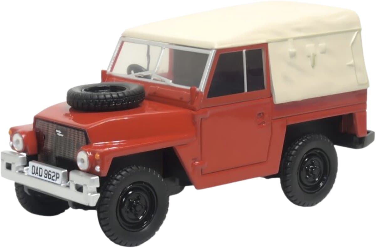 Oxford Modelauto - Land Rover Lightweight - rood/beige - 8.5 x 3 cm - schaalmodel