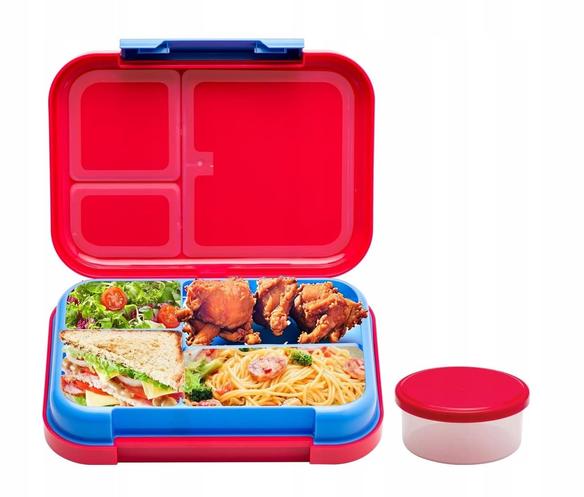 Kinder Lunchbox met 4 Vakken en Sausbakje - Roze BPA-Vrij