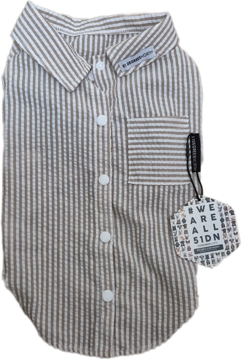 51 Degrees North Seersucker Shirt Peach - Hondenkleding - 36 cm