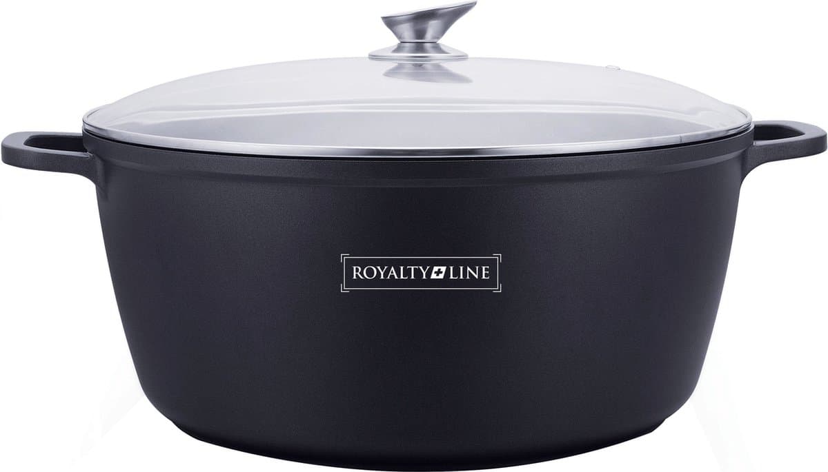Royalty Line - Marble soep/braadpan - Met glazen deksel zwart - 34 CM. RL-BS34ML