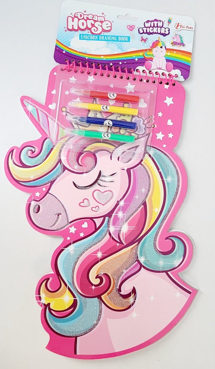 Toi-toys Tekenblok Eenhoorn Meisjes Turquoise of roze 6-delig