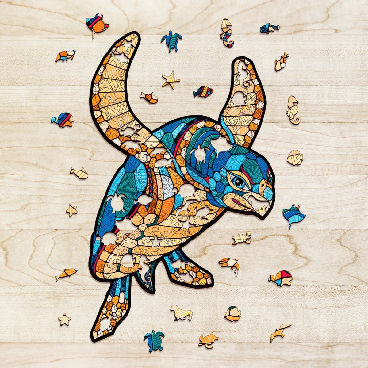 Eco Wood Art Houten Puzzel Schildpad – 150 Stukjes – 39,5 x 28,1 cm – Berkenmultiplex