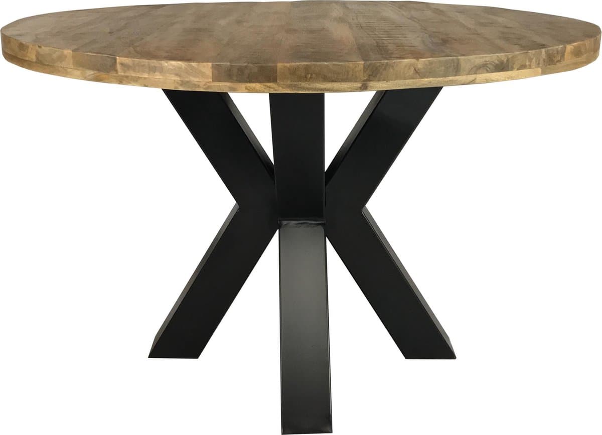 Ronde eettafel 140cm mangohout industrieel