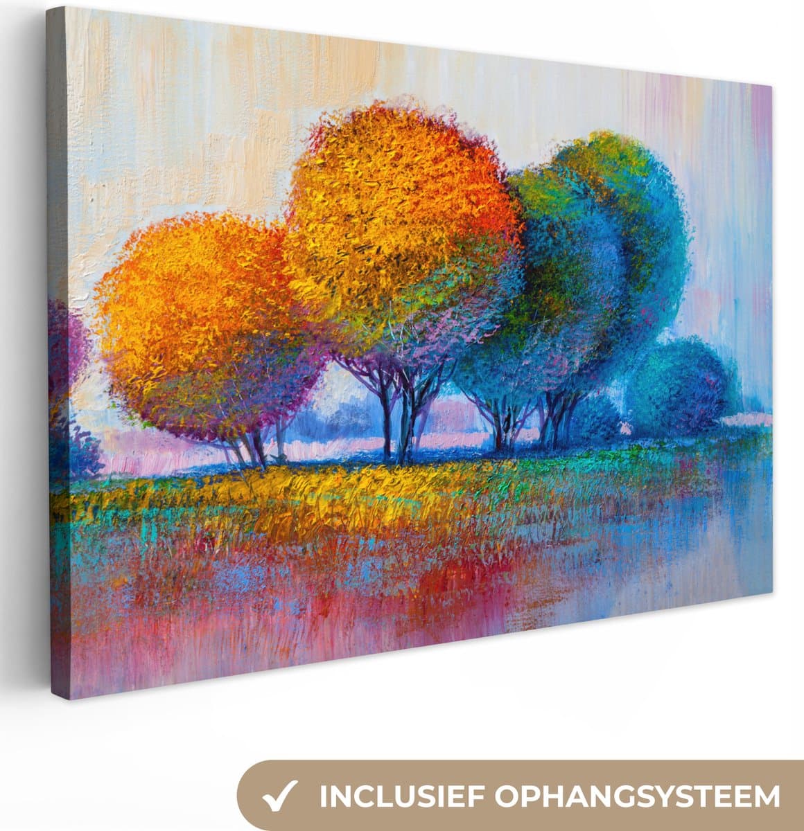 Canvas - Schilderij - Olieverf - Bomen - Natuur - Kunst - 180x120 cm - Schilderijen op canvas - Wanddecoratie