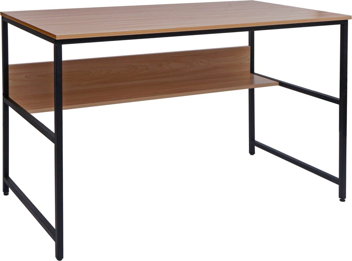 Bureau MCW-K80, bureau computer bureau werkblad, metaal MDF 120x60cm ~ natuur