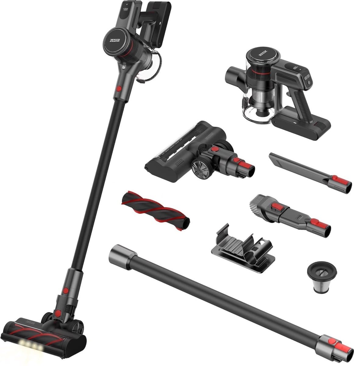 Zedar S900 Steelstofzuiger draadloos 300Watt met 4 verschillende opzetstukken - Draadloze stofzuiger - zonder zak op accu- Vacuum cleaner