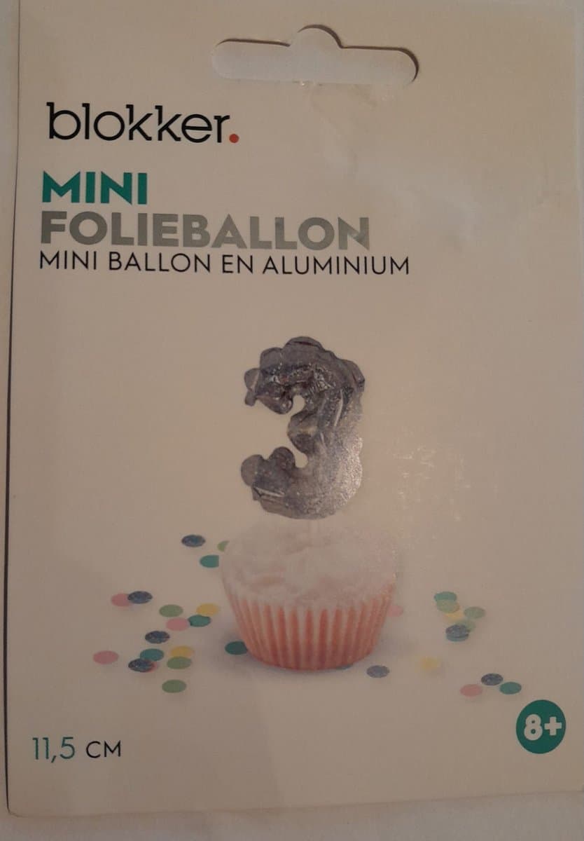 Folieballon / Cijferballon - Zilver - Getal 3 - 11,5 cm