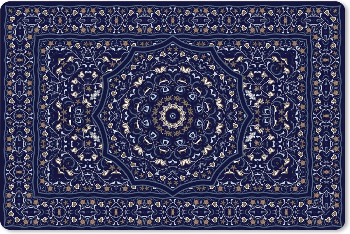 Muismat XXL 120x80 cm - Bureau onderlegger - Bureau mat Perzisch Tapijt - Mandala - Blauw - Bureaumat - Gaming mousepad xl - Bureaulegger groot - Computer deskmat