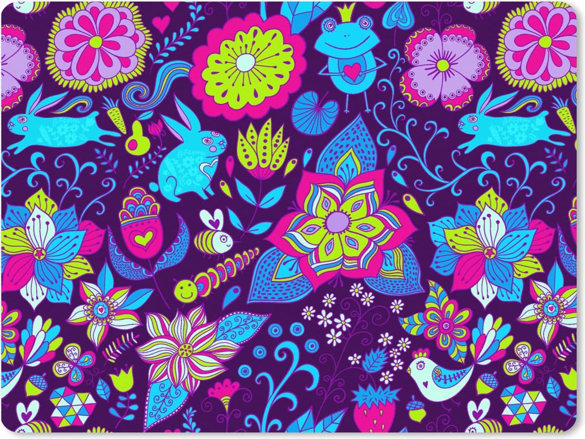 Muismat XXL 80x60 cm - Bureau onderlegger - Bureau mat Meisjes - Konijn - Roze - Patronen - Girl - Kids - Kinderen - Bureaumat - Gaming mousepad xl - Bureaulegger groot - Computer deskmat