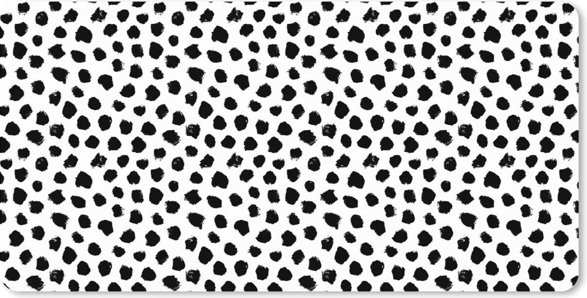 Muismat XXL 80x40 cm - Bureau onderlegger - Bureau mat Stippen - Zwart Wit - Patronen - Bureaumat - Gaming mousepad xl - Bureaulegger groot - Computer deskmat