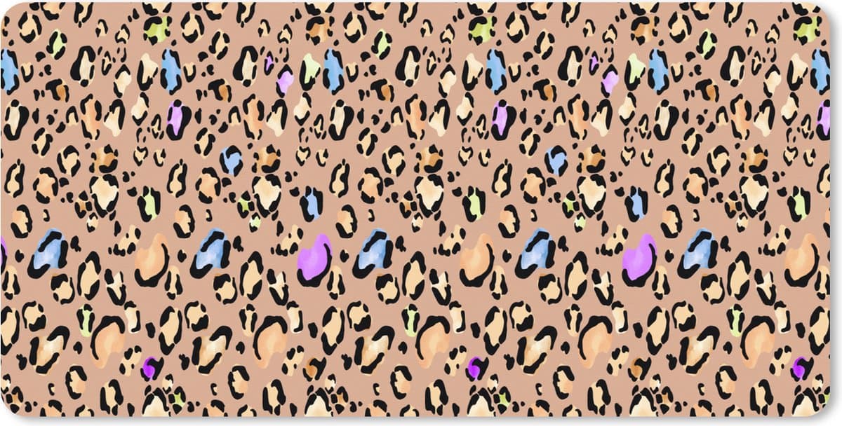 Muismat XXL 120x60 cm - Bureau onderlegger - Bureau mat Panterprint - Regenboog - Patroon - Bureaumat - Gaming mousepad xl - Bureaulegger groot - Computer deskmat