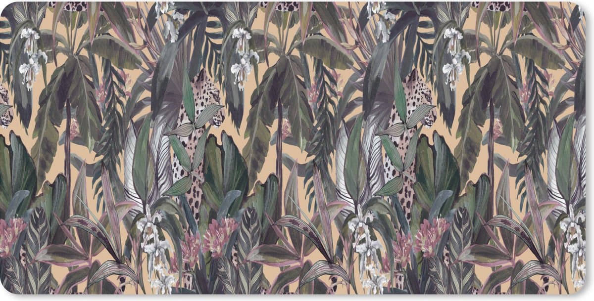 Muismat XXL 120x60 cm - Bureau onderlegger - Bureau mat Vintage - Jungle - Bladeren - Panter - Patronen - Bureaumat - Gaming mousepad xl - Bureaulegger groot - Computer deskmat