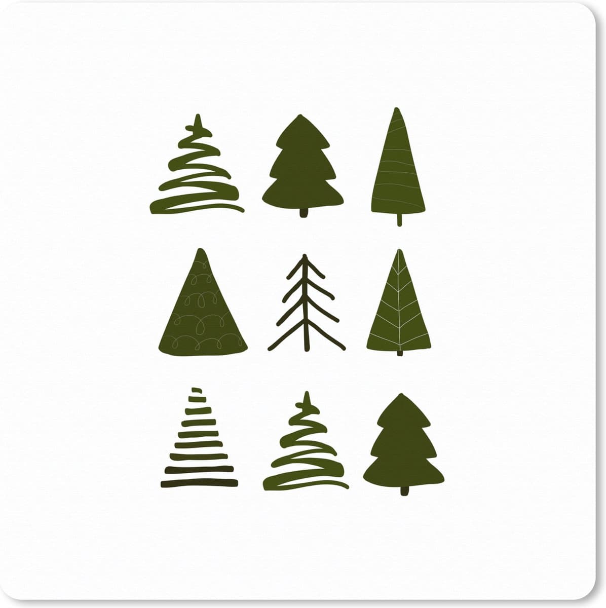 Muismat XXL 60x60 cm - Bureau onderlegger - Bureau mat Kerstbomen - Wit - Patronen - Bureaumat - Gaming mousepad xl - Bureaulegger groot - Computer deskmat - Kerst - Cadeau - Kerstcadeau voor mannen en voor vrouwen