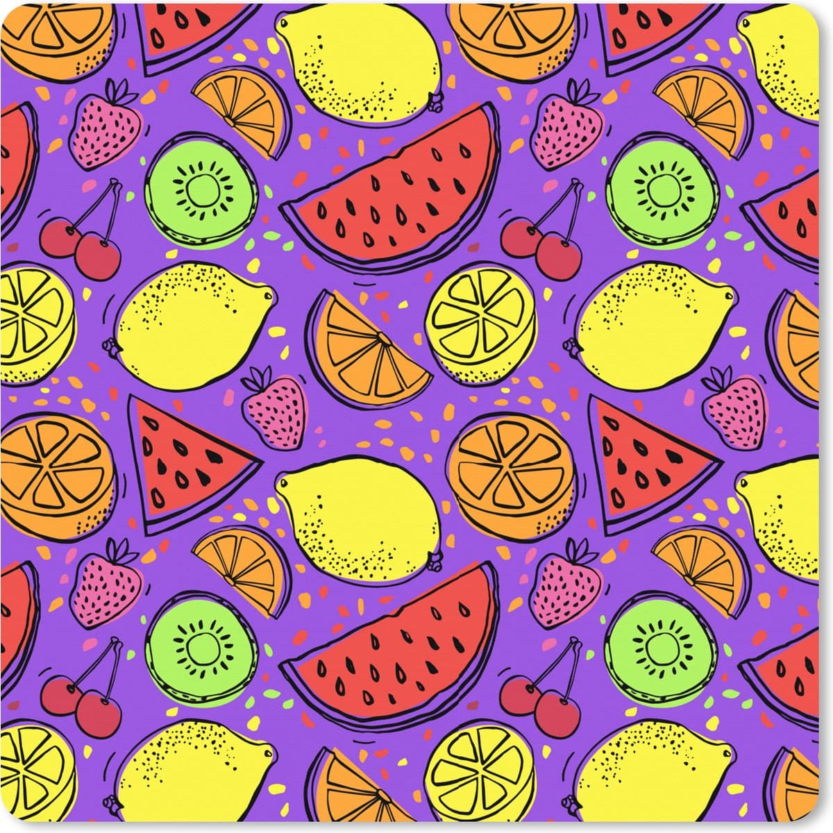 Muismat XXL 60x60 cm - Bureau onderlegger - Bureau mat Citroen - Kleuren - Paars - Bureaumat - Gaming mousepad xl - Bureaulegger groot - Computer deskmat
