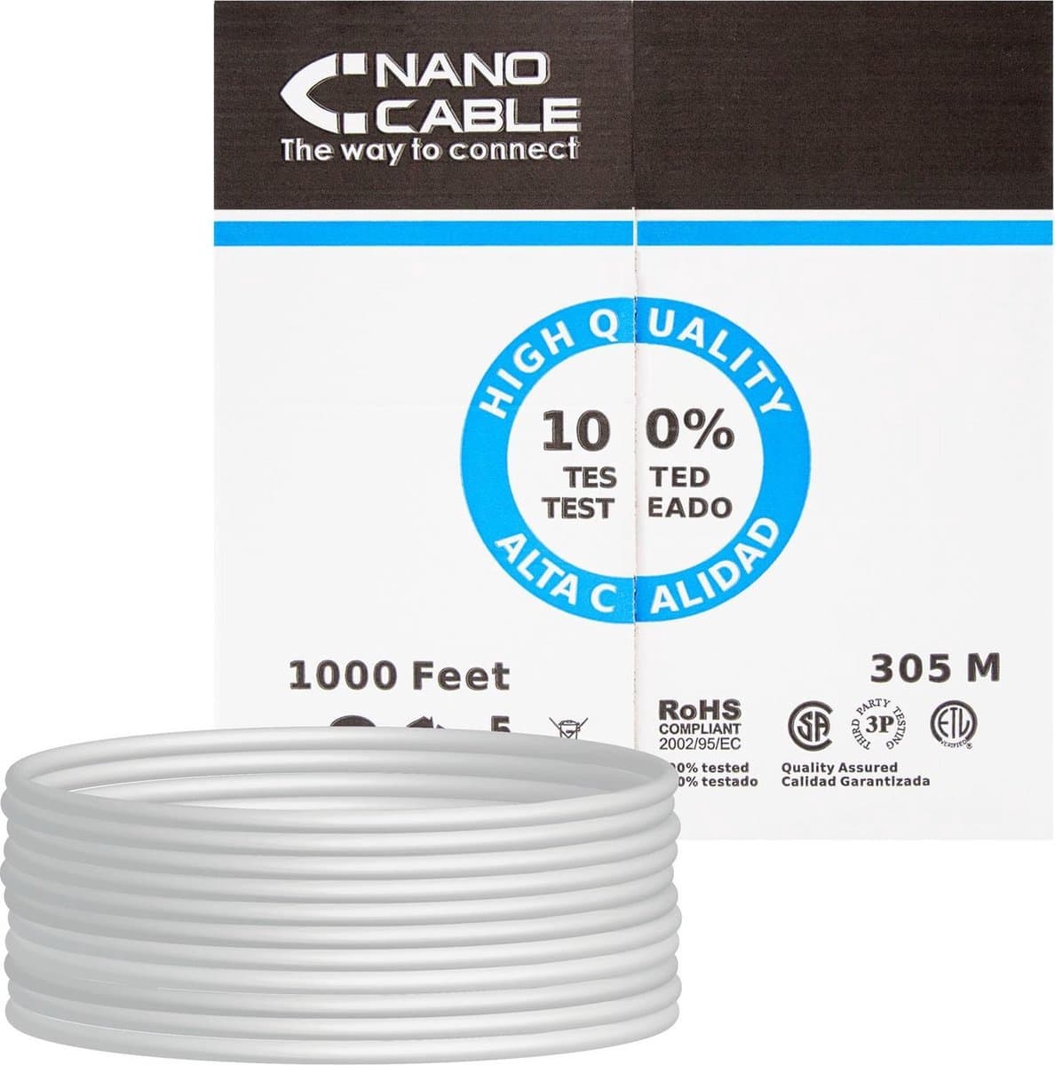 Kabel RJ45 Categorie 6 UTP Rigide NANOCABLE 10.20.0504 305 m