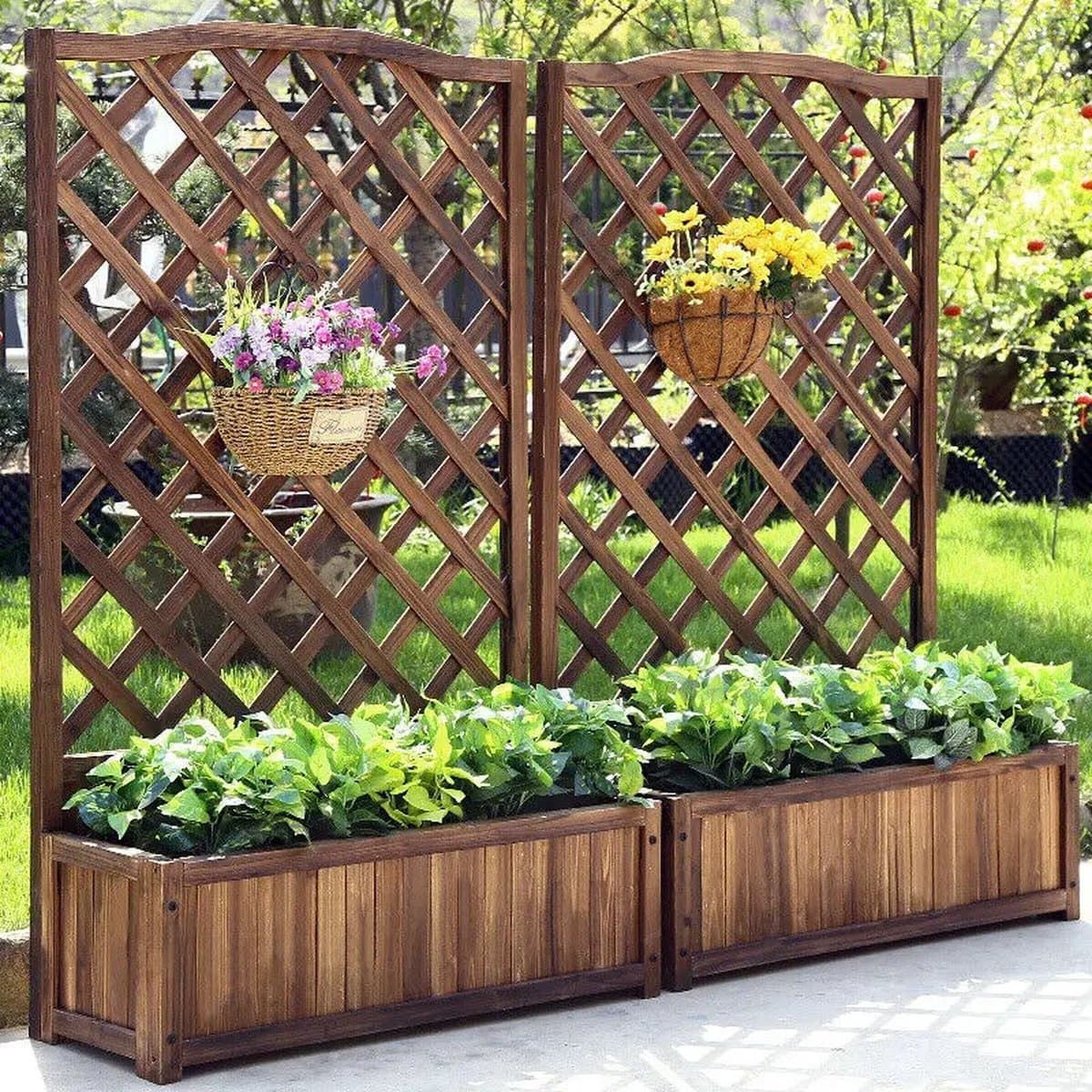 Asaam Buiten Indoor Plantenbak- Verhoogde Tuin Houten Plantenbak -Groente Kweekbed -Ondersteuning Patio Rooster-Plantenbak Met Klimrek
