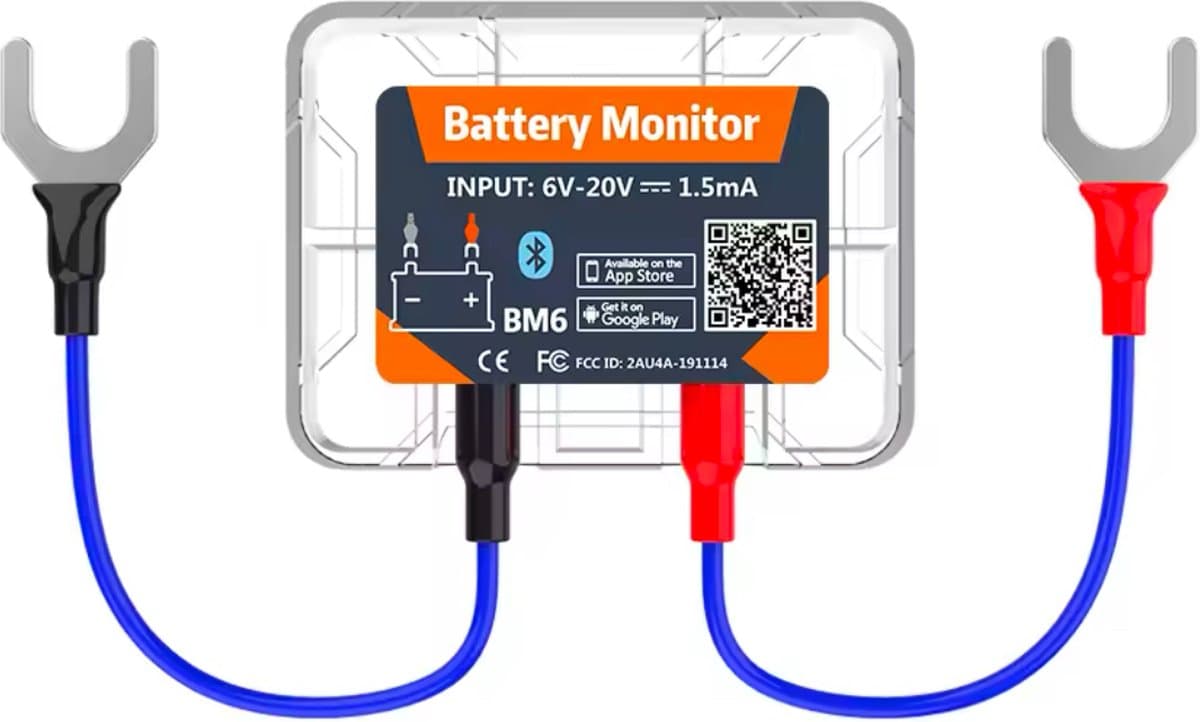 BM6 - Bluetooth Batterijmonitor 12V - Gezondheidsmonitoring voor Auto-, Motorfiets- en Vrachtwagenaccu's - Realtime Spanning en Car Finder - Compatibel met iOS & Android