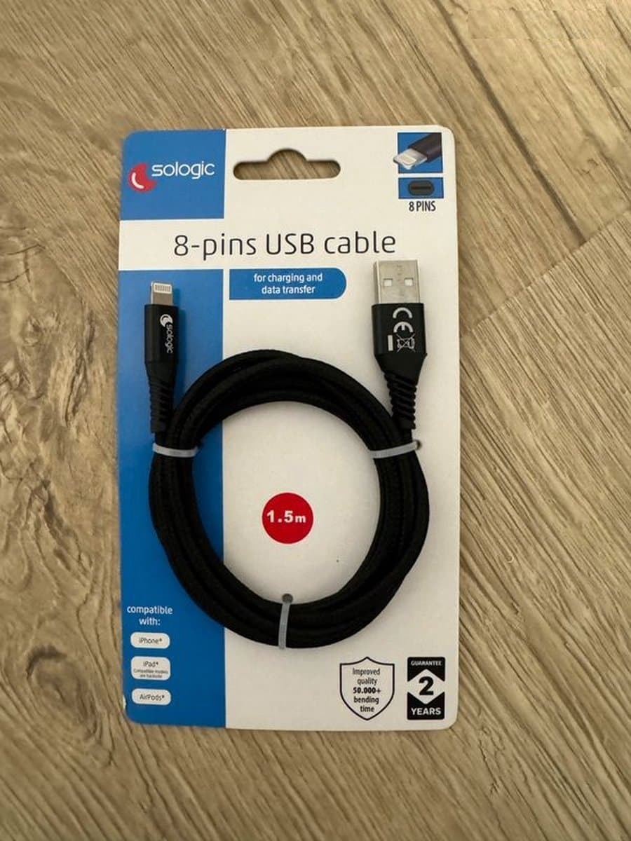 Sologic 1.5 meter usb naar lightnin oplaad kabel