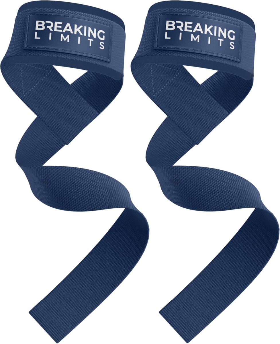 Breaking Limits Lifting Straps - Lifting Grips/Hooks - Deadlift Straps - Lift Straps - Fitness, Crossfit & Krachttraining - 2 Stuks - Navy Blue