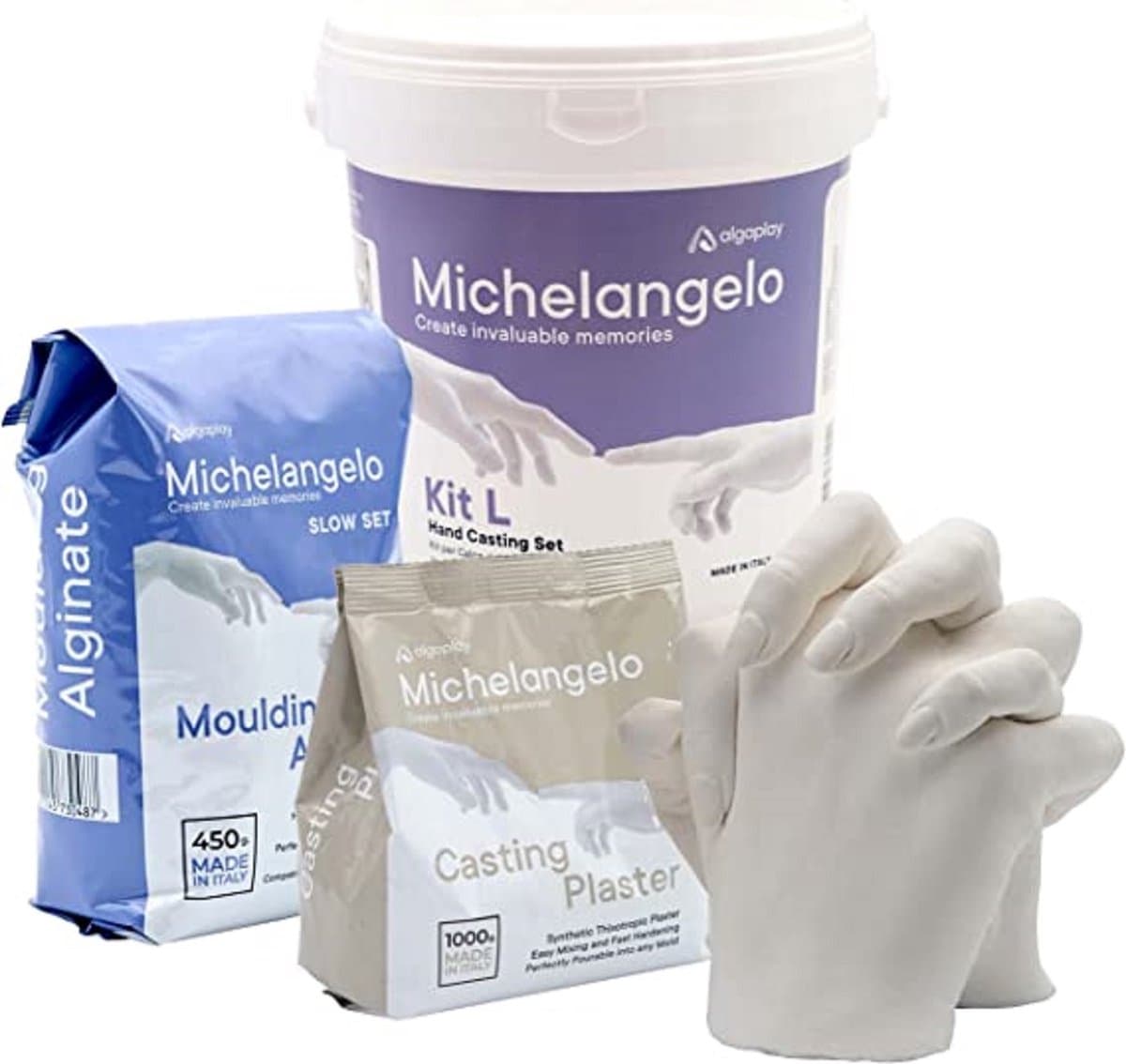 Handafdrukset , Handen Casting Kit , Handafdruk Set voor Koppels voor vele Gelegenheden, 3D Hand Molding Kit all-in-one Hand-Casting Kit met Alginaat en Gips,Doe-Het-Zelf / Babygeschenkset